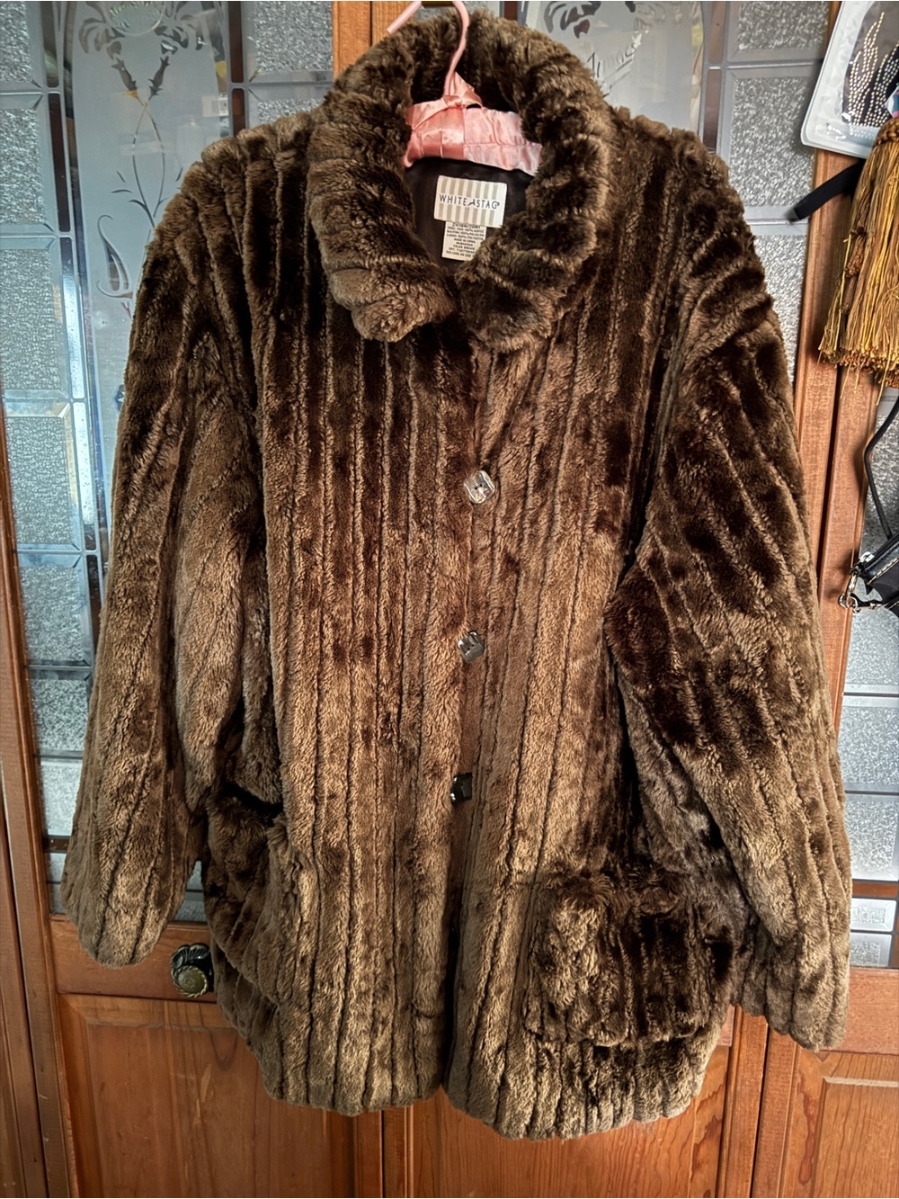 Vintage White Stag Faux Fur Women's Jacket 2 xL